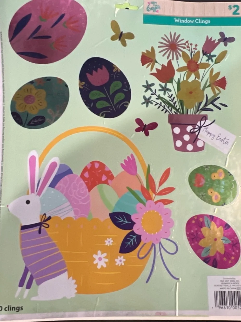 Happy Easter Window Clings - Bunny & Colorful Eggs